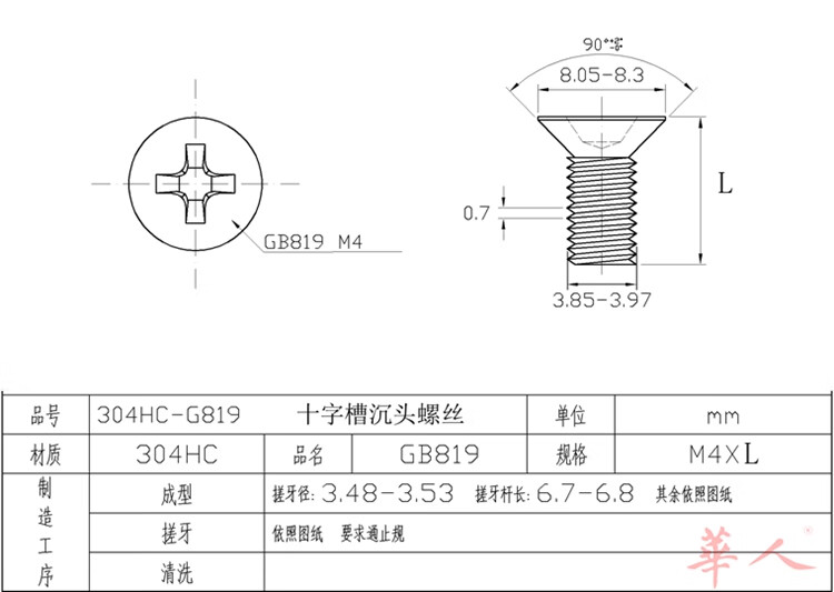 華人304不鏽鋼十字平頭螺絲 沉頭螺釘平機 gb819 m4 m5 *6 8 10 12