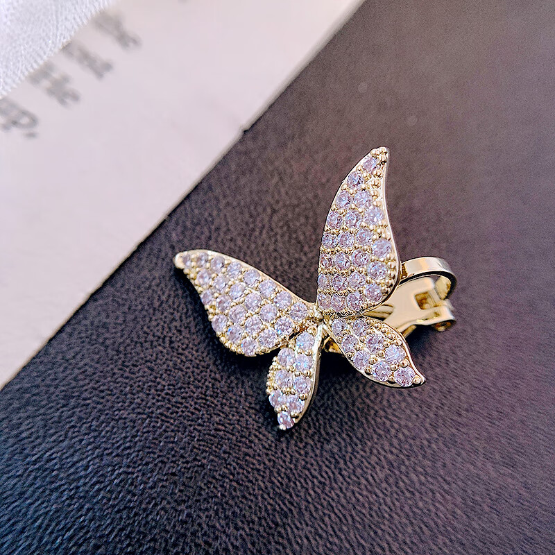 简弗精致气质微镶小蝴蝶耳夹无耳洞耳骨夹耳扣超仙冷淡风森系耳饰潮