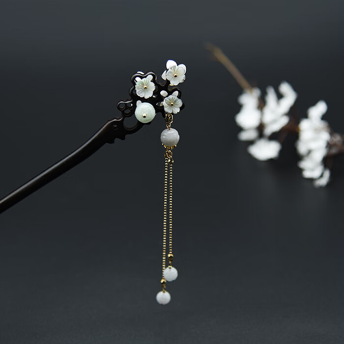 圣手摘星 手工簪古风饰简约木日常盘流苏步摇钗【图片 价格 品牌 报价