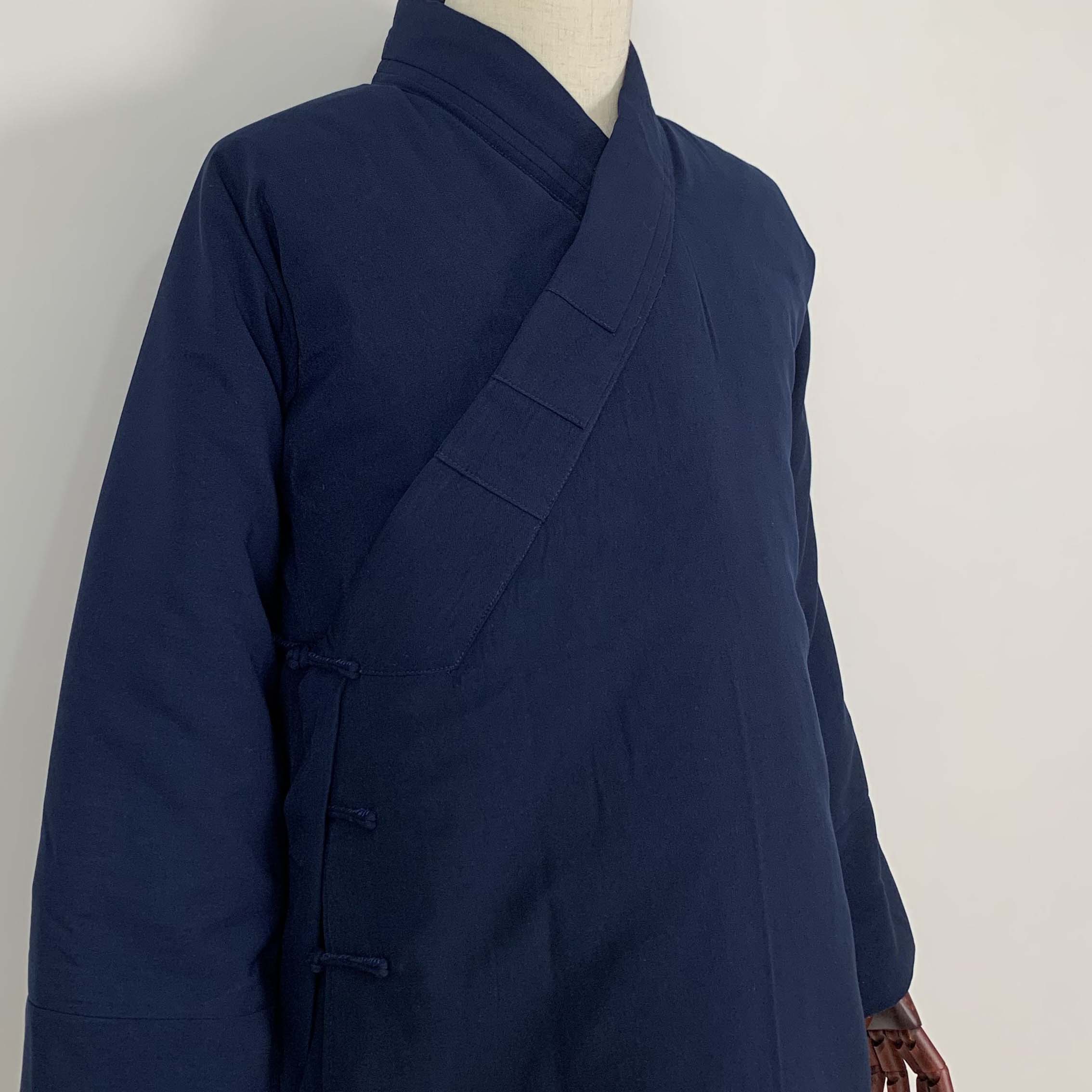 武当冬季道袍棉袄道士服保暖棉衣加厚加棉斜襟三清领毛料男女同款