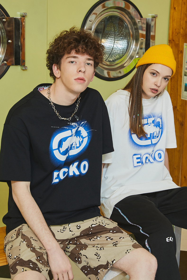 ecko犀牛宽松短袖男休闲潮t恤2021夏季新款镜面犀牛logo圆领上衣情侣