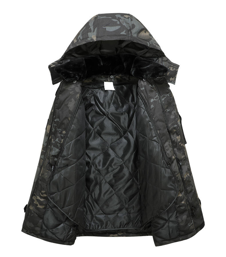 新品加厚棉衣男冬季防水迷彩棉服中长款防寒服工地汽修劳保棉袄工作服