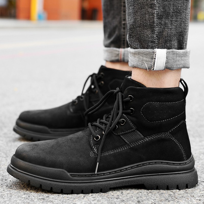 环森男马丁靴英伦风男士切尔西靴百搭潮鞋中帮厚底增高秋冬季大小码