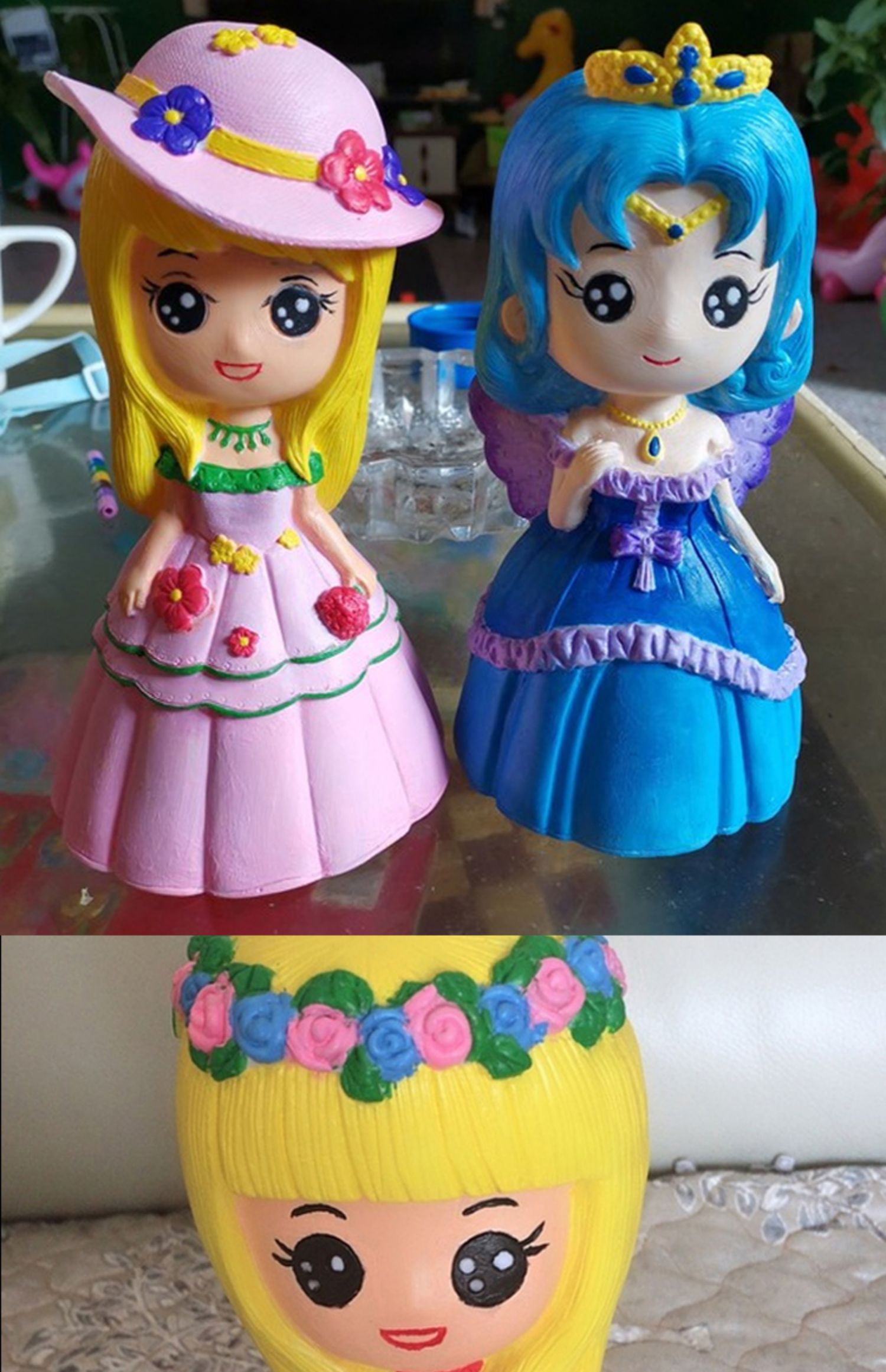 儿童手工diy彩绘石膏娃娃 涂色搪胶存钱罐绘画制作白胚礼品玩具 灵希