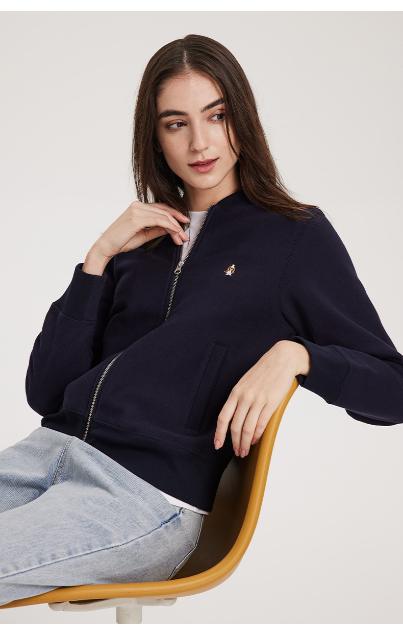 hush puppies暇步士女装2021新秋季款刺绣百搭开衫卫衣外套hc-21595d