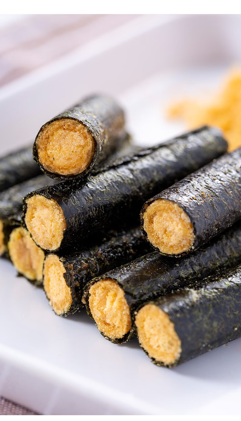 肉松海苔卷咸蛋黄蟹黄夹心脆海苔儿童零食品3罐肉松海苔卷100g3罐