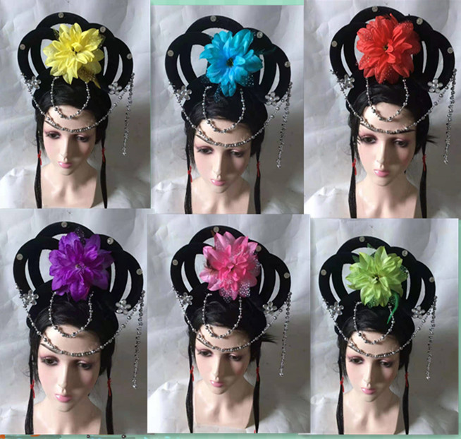 佧森滋古典舞蹈戏剧假发花旦头饰古代小姐古装七仙女头饰黄梅戏嫦娥