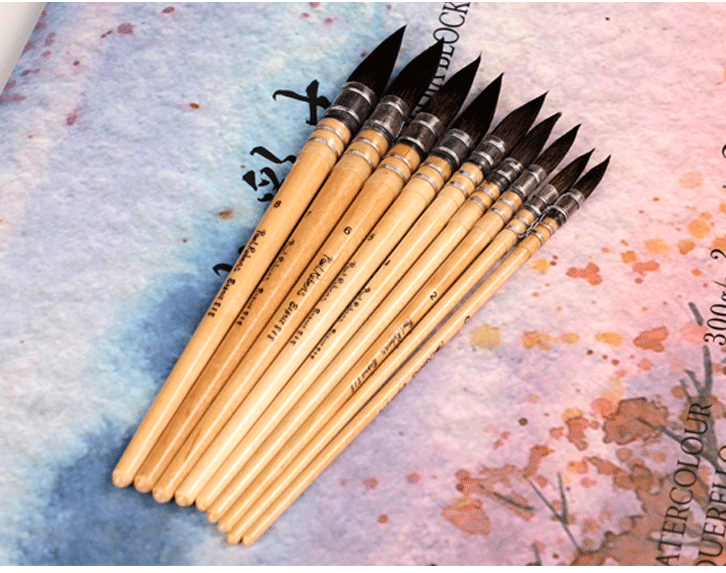 鲁本斯松鼠水彩画笔拖把笔水彩颜料画笔水彩笔狼毫画笔套装 1号【图片