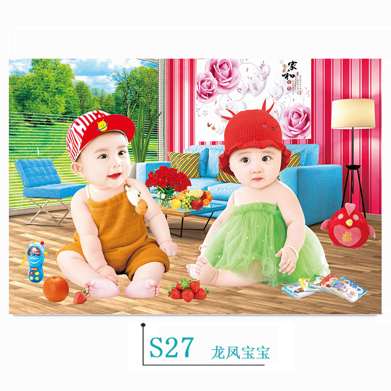 婚房宝宝墙画胎教海报孕婴儿画报可爱萌娃双胞胎龙凤娃娃墙贴画s8