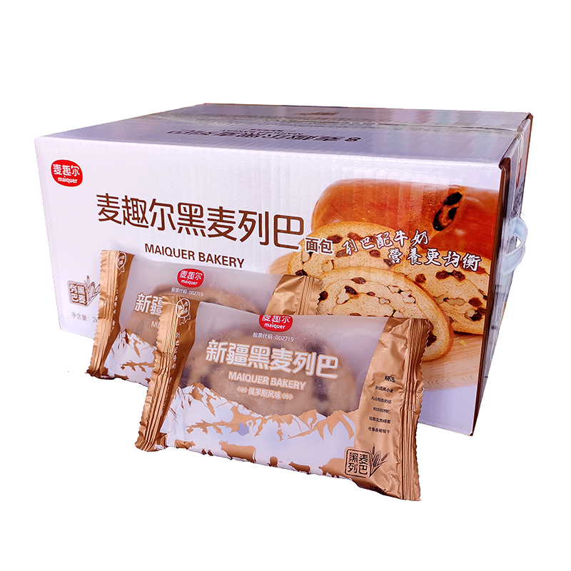 麦趣尔黑麦列巴面包切片学生早餐零食新疆大列巴整箱4斤