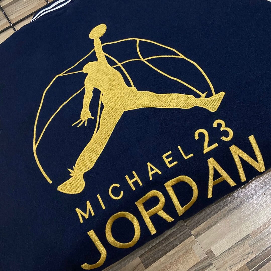 柚狮 联名jordan【外套】aj夹克万针刺绣飞人皮袖毛呢棒球领品牌款