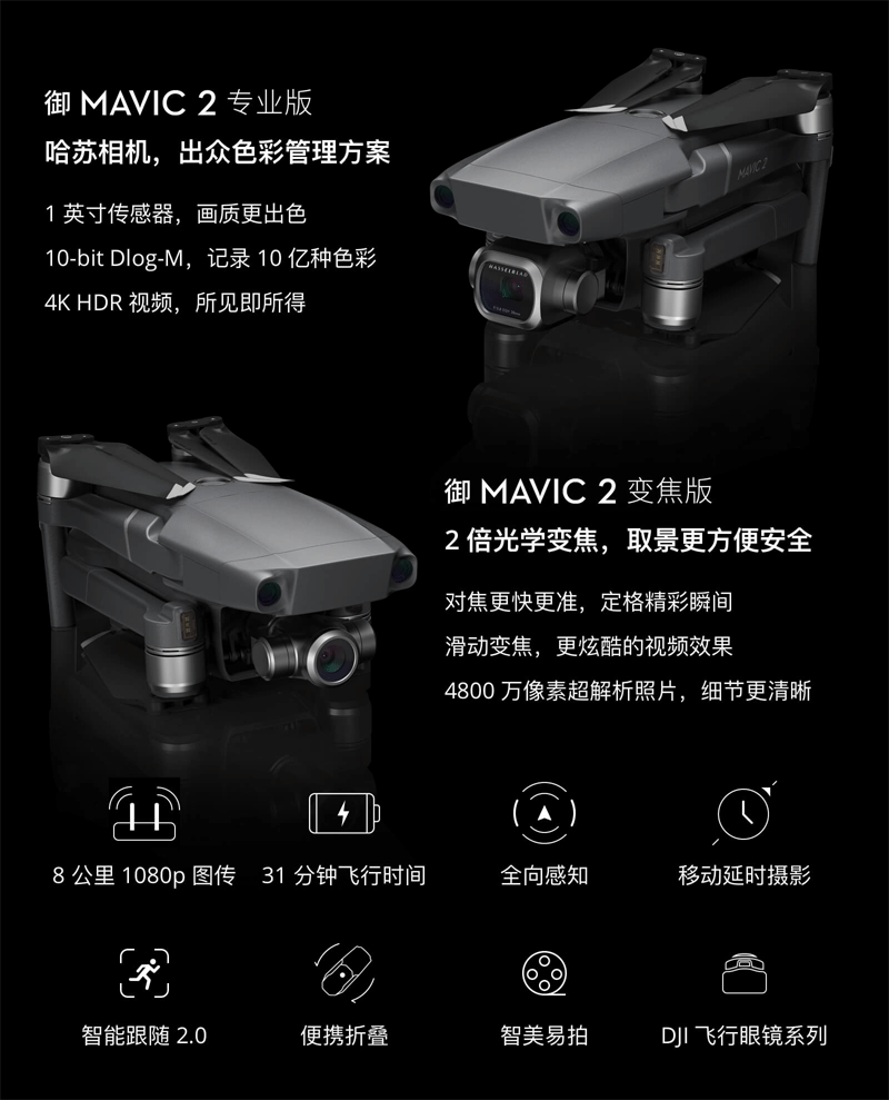 【現貨發順豐】dji大疆御 mavic 2 pro版/變焦版便攜可摺疊避障無人機