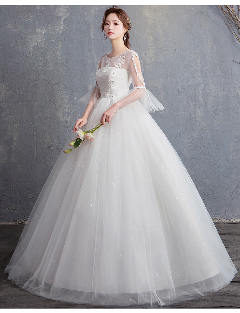 小众气质轻奢一字肩主婚纱新款新娘气质轻森系超仙梦幻孕妇礼服网红女