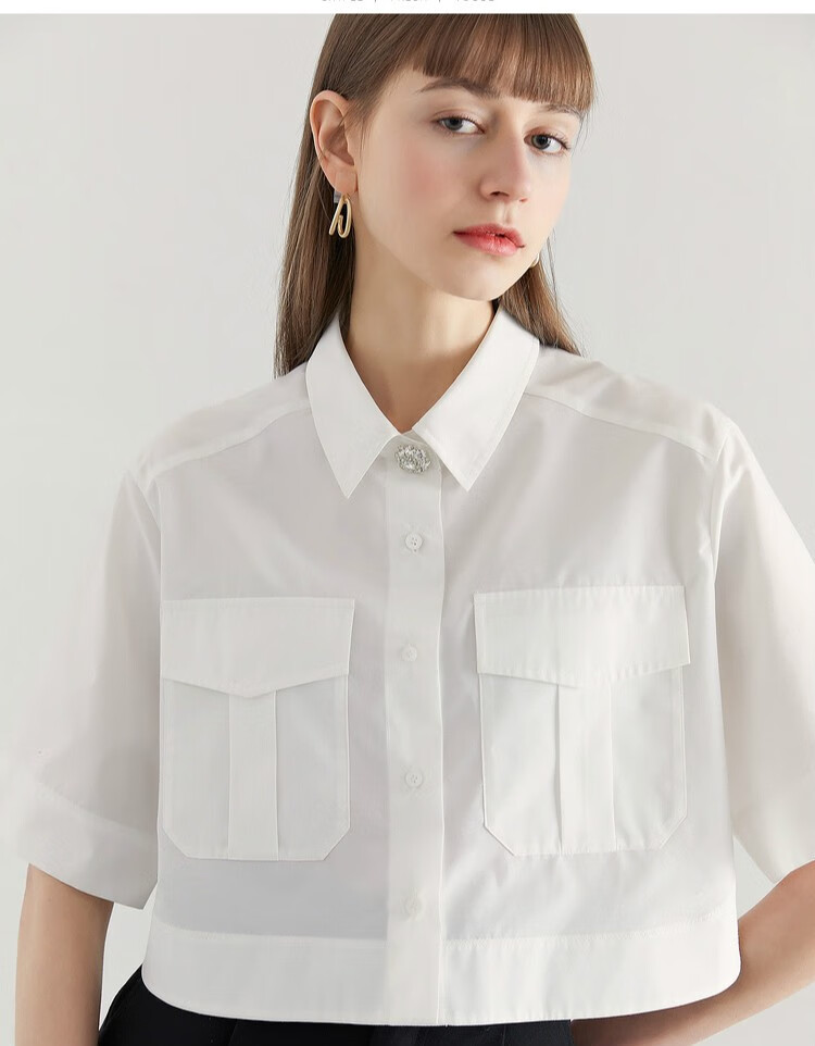 例柏(leerboor)品牌女装白色衬衫女士2021年春夏季新款港风复古宽松五