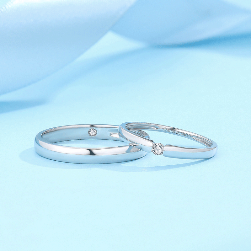 佐卡伊 白18k金钻戒钻石对戒情侣对戒结婚戒指圣诞节礼物 女戒 现货