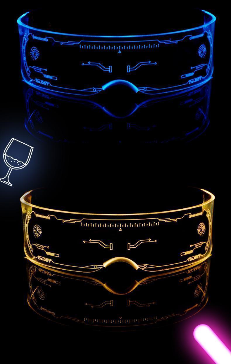 led科幻发光眼镜生日网红未来科技眼镜蹦迪眼镜发光眼镜夜视智能变色