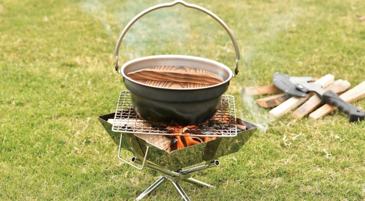 吊锅户外野炊露营日本产新款uniflame户外露营不锈钢吊锅篝火汤锅火锅