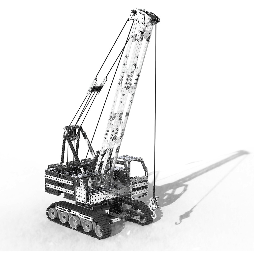 履带起重机吊车3合金遥控玩具车高难度拼装积木工程车模型 sw -(rc)