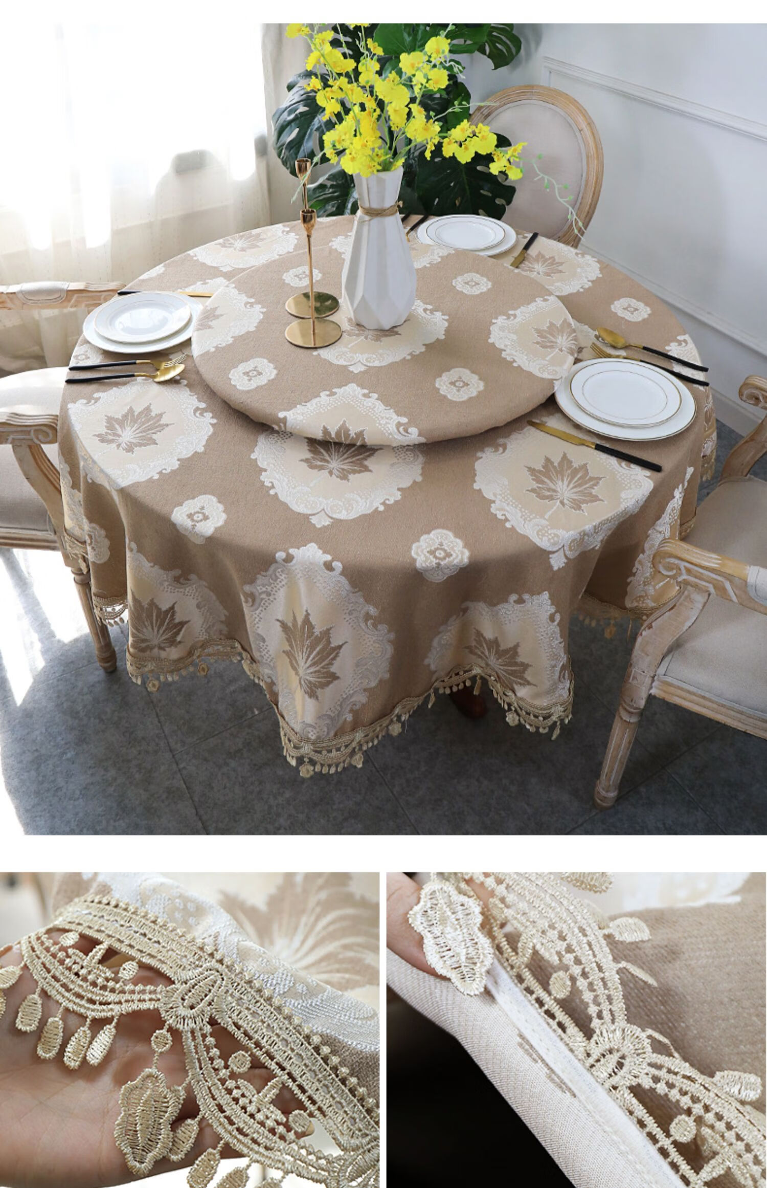 圆桌台布圆形家用餐桌布布艺欧式餐布现代简约棉麻桌子垫茶几桌布