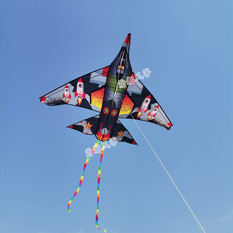 不舍天真儿童飞机风筝微风易飞潍坊初学者大型户外玩具蓝飞机风筝100