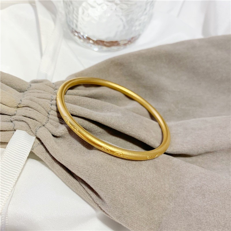 古法传承祥云素圈手镯子女久不掉色手链细手环中式气质简约祥云手镯