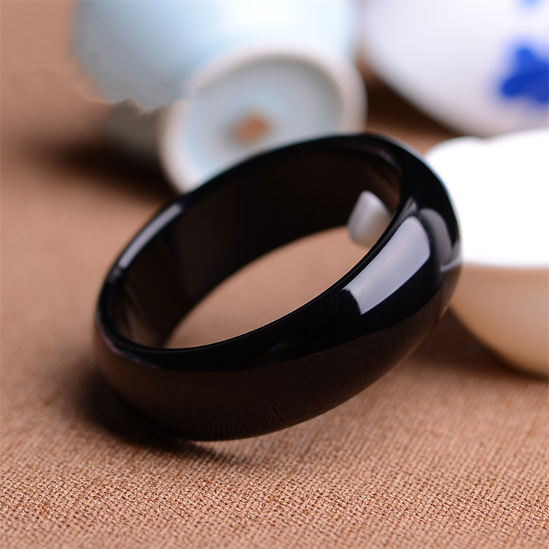 众玉轩天然黑玛瑙玉手镯送妈妈老婆女友闺蜜礼物扁镯6263适合130斤140