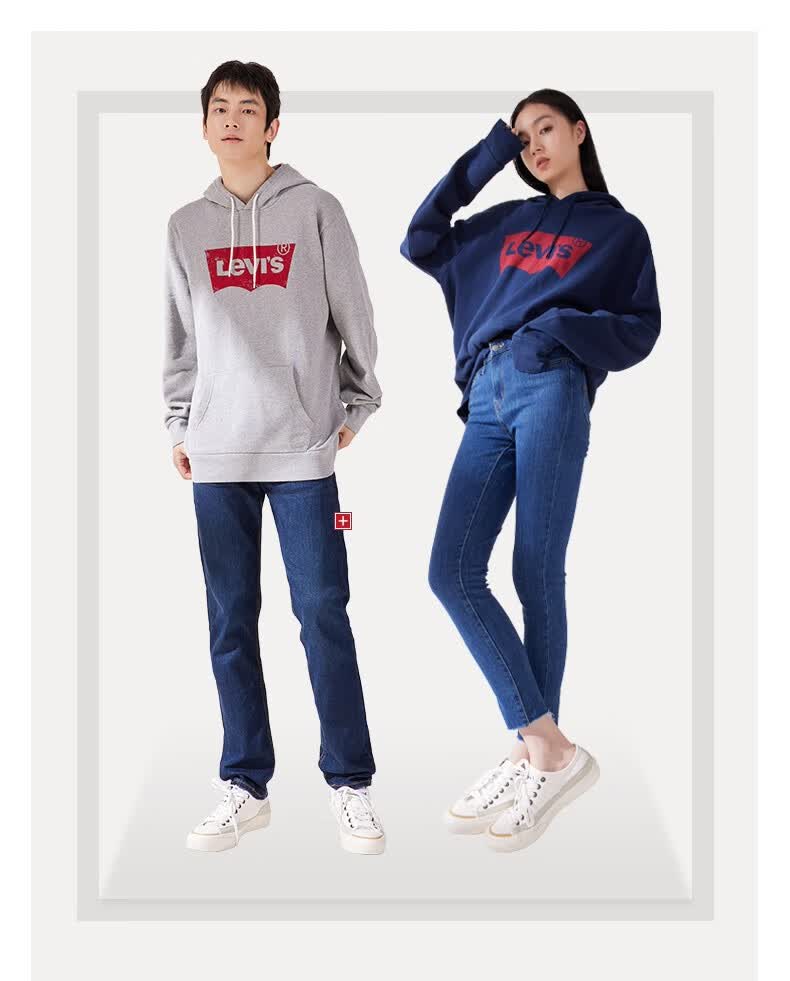 levis 李维斯男士连帽卫衣oversize落肩情侣装衣多穿潮流百搭 灰色