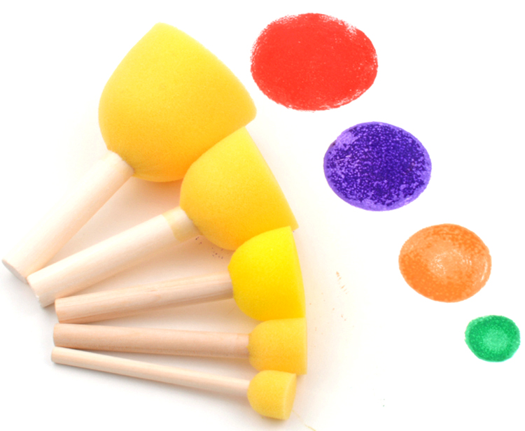 儿童美术材料海绵画刷涂鸦绘画圆形蘑菇头印章幼儿园拓印海绵棒 蘑菇