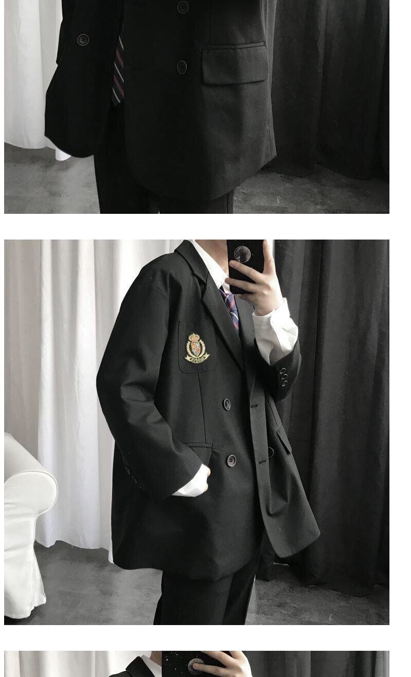 夏季dk小西装外套学生套装jk制服男生班服全套情侣装西装外套单件装x