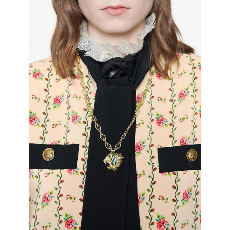 年货节品质保证gucci古驰珠宝首饰女士虎头项链0933cryememultiuni