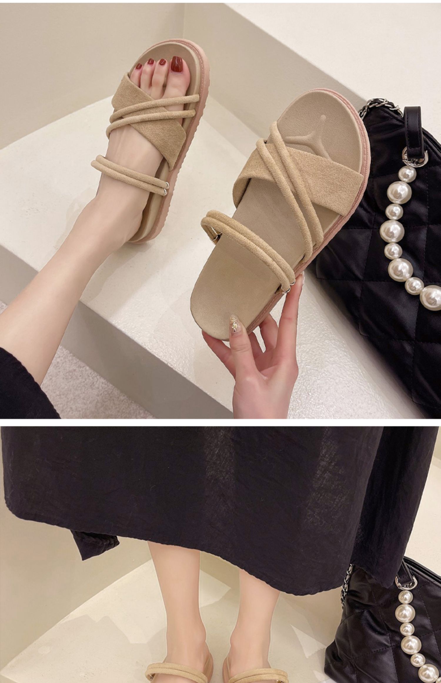 达芙妮沙滩凉拖鞋女外出夏天外穿时尚ins潮2021新款夏季两穿森女凉鞋