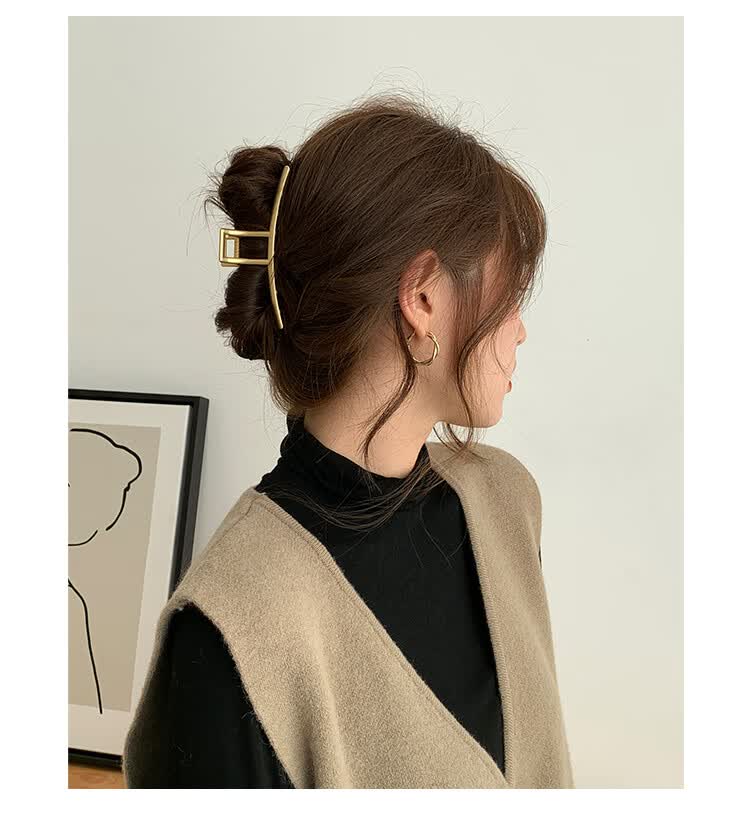 sendme一字发夹女生金属慵懒法式后脑勺鲨鱼夹成人冷淡风个性固定头发