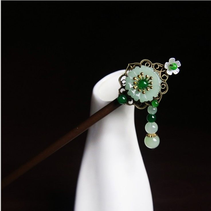 复古民族风头饰步摇发簪子纯手工檀香木簪子 木制流苏发饰 檀香木玫瑰