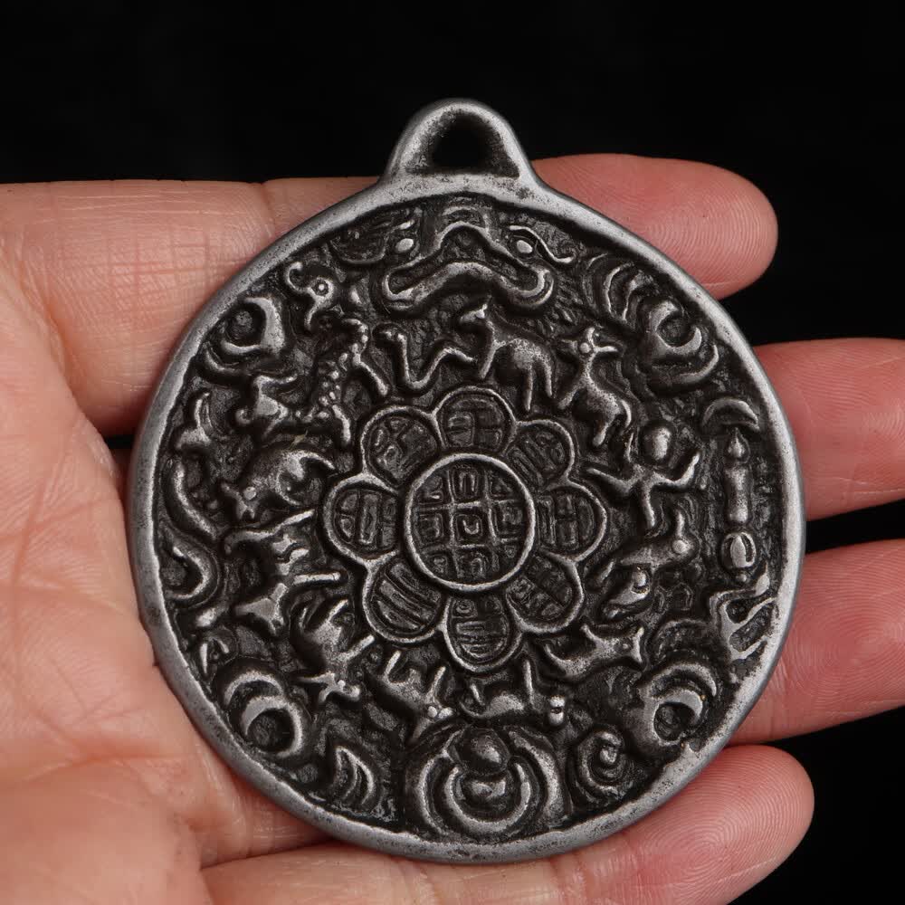 梵隅 藏式天铁托甲蛙嘴九宫八卦牌腰牌包挂车挂吊坠挂件吊坠【图片