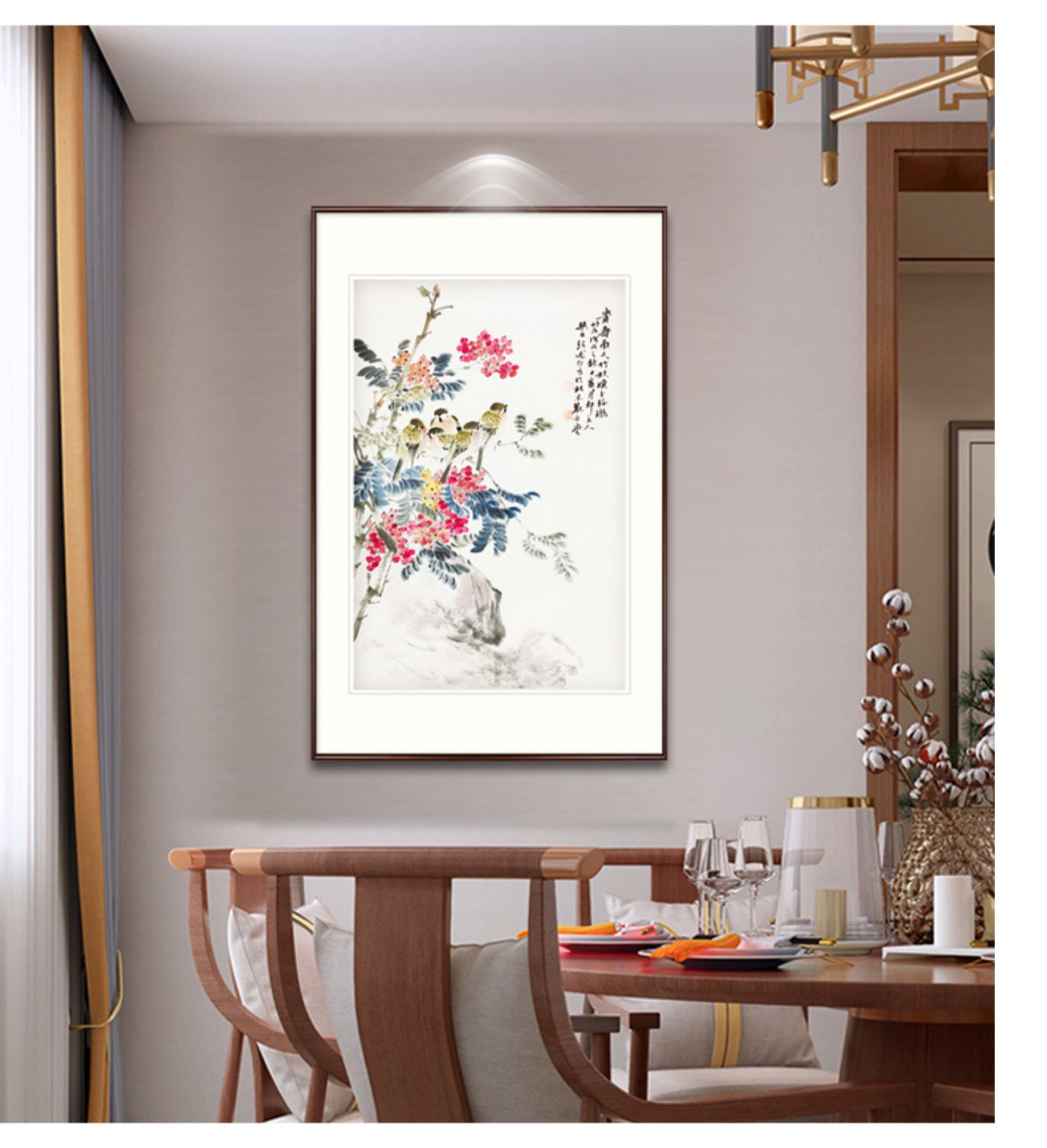 戴誉名师手绘写意花鸟国画喜鸟迎春玄关餐厅卧室玄关过道装饰挂画真迹