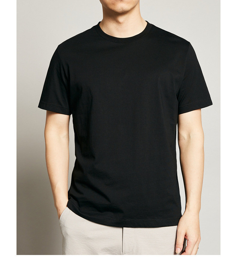 九平道单农灌术男装夏季纯色圆领短袖t恤半袖打底衫白色t宽松 黑色 m