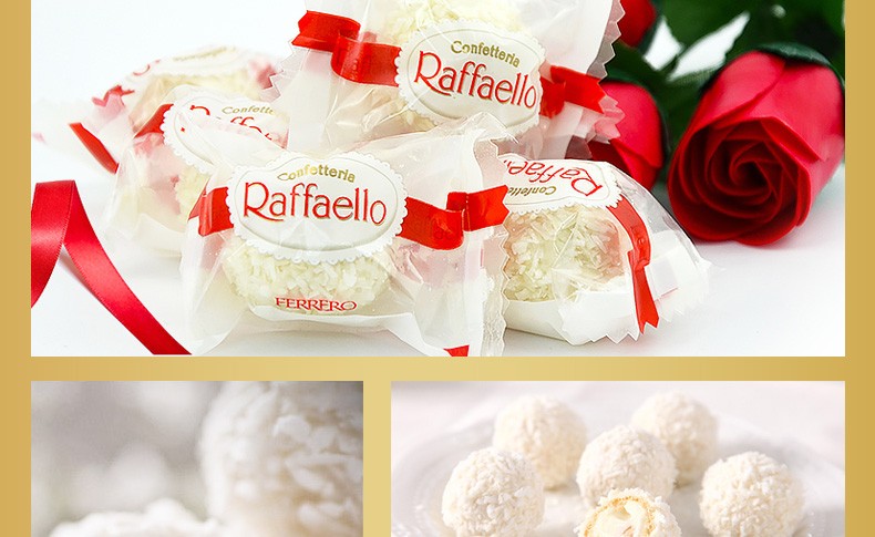 费列罗拉斐尔巧克力白色椰蓉球椰丝盒装15粒雪莎散装婚庆喜糖零食雪莎