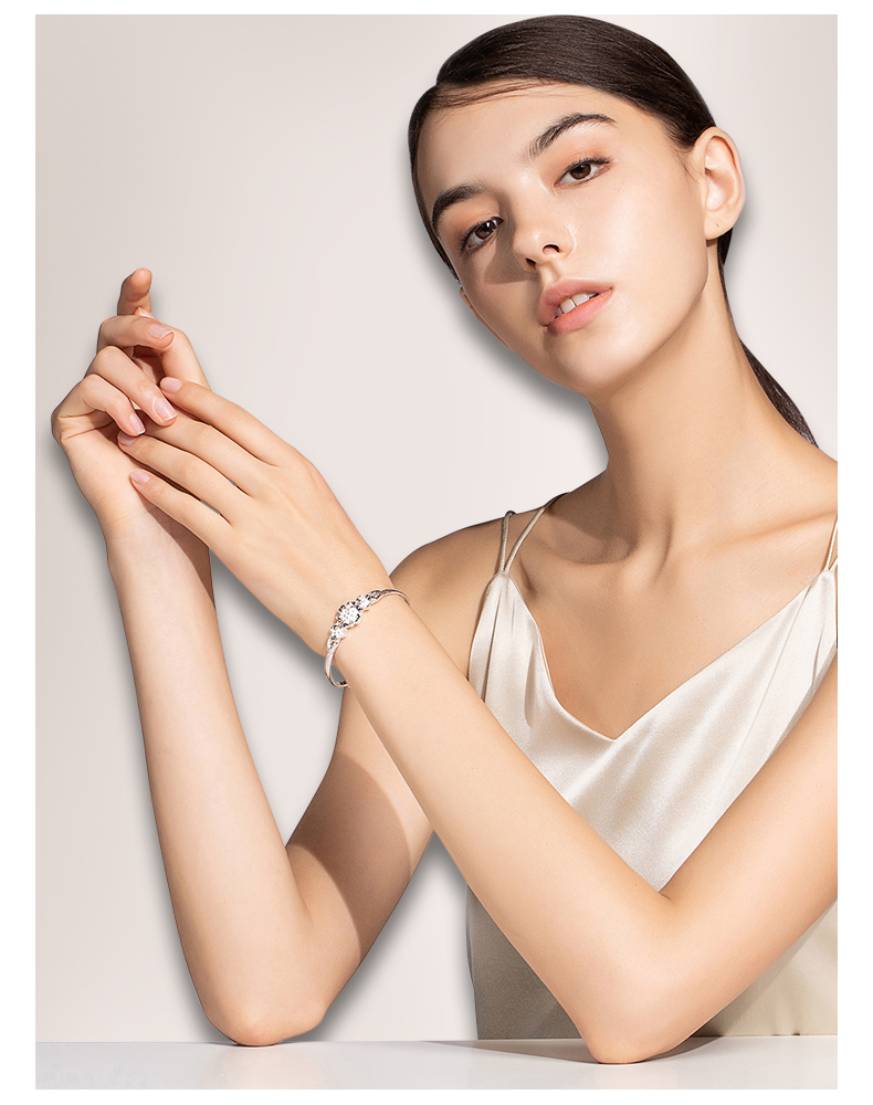 卓尔琪三生花银手镯女三生三世999足银镯子轻奢小众精致时尚年轻款