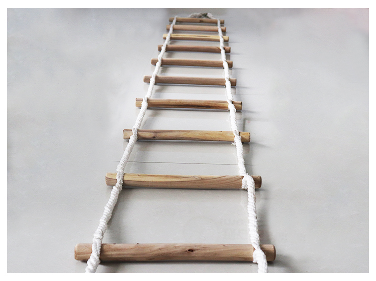 适用于消防逃生软梯家用救生绳梯圆木尼龙软梯子家用攀爬户外登山工程