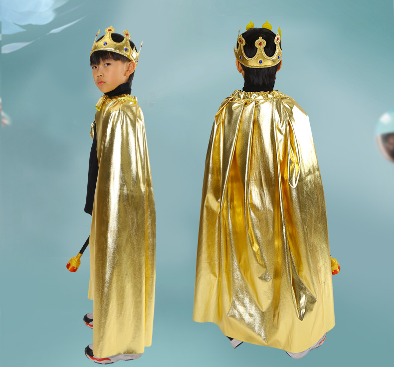 国王服装王子披风冠王冠斗篷男童舞台表演衣服2021 120cm亮布披风