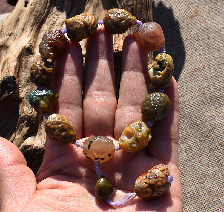 戈壁玛瑙原石手串戈壁石奇石阿拉善石筋脉石原石手串手链sn859040号单