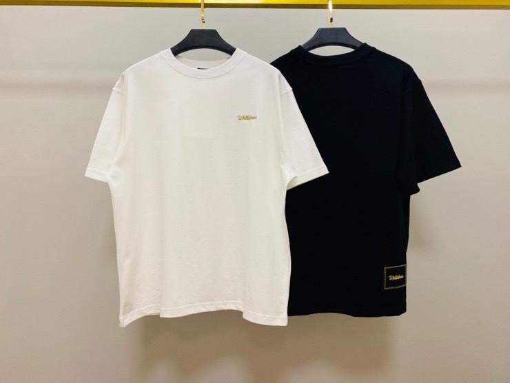 韩牌we11done金丝刺绣logo男女情侣短袖t恤 黑色 l【图片 价格 品牌