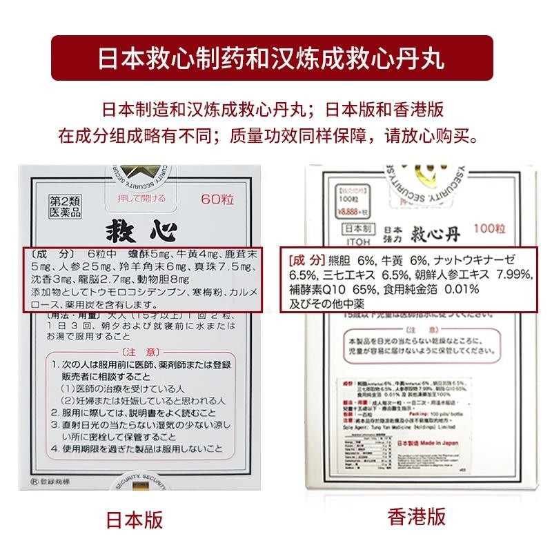 日本救心丹成分表图片