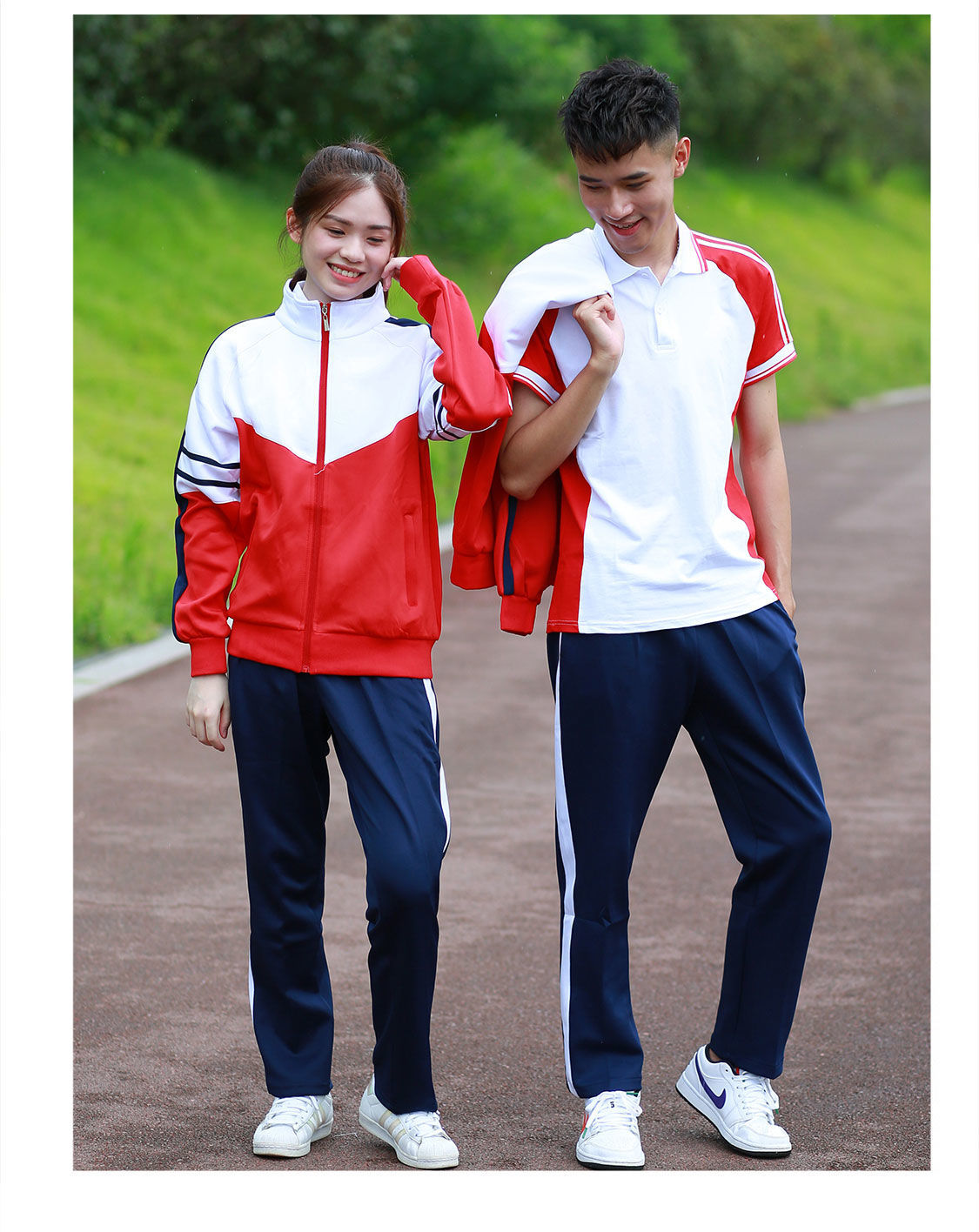 支持国货鸿星尔克季初中生校服套装三件套中学生高中生宽松班服长袖