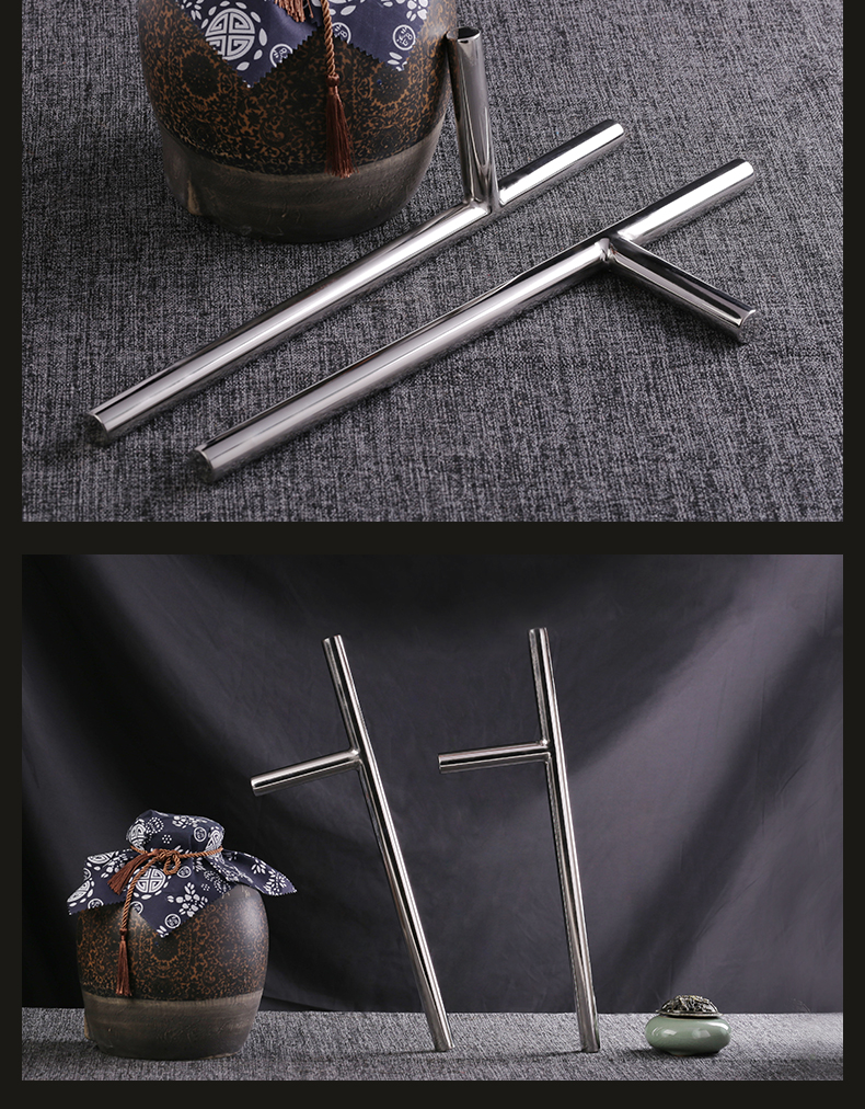 不锈钢武术双拐t型拐棍浮萍拐东方棍丁字拐棍 d号:2只,背袋 教程 这是