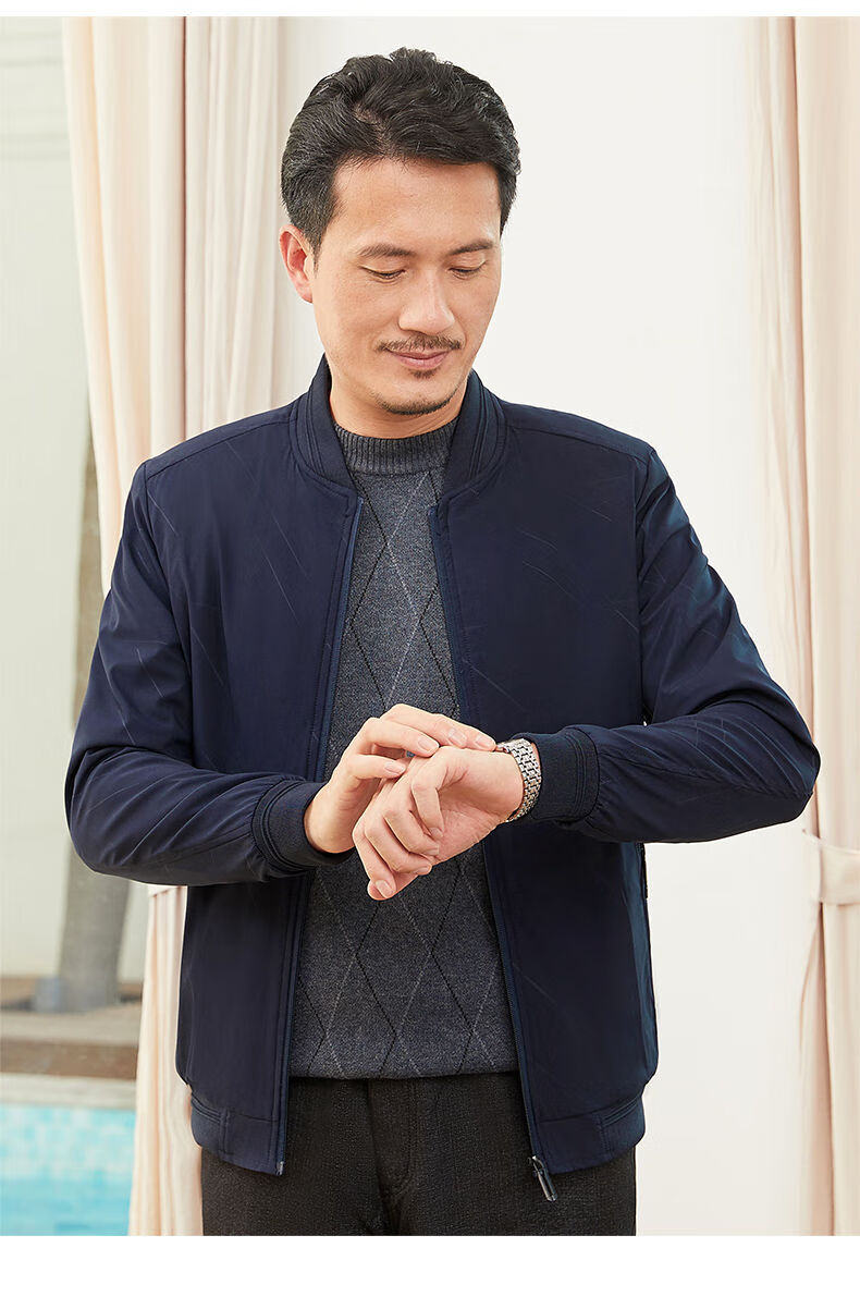 爸爸外套秋冬款中年男装夹克中老年40岁50春秋季男士秋装休闲上衣
