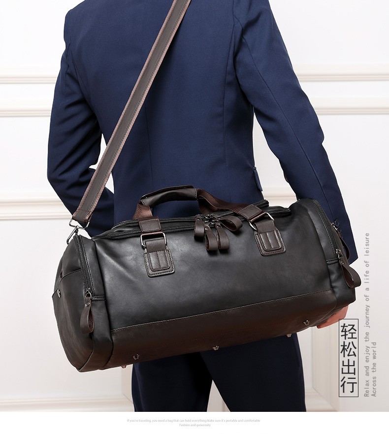 斯维森之星旅行包男皮出差手提包潮流大容量短途旅游行李包健身包单肩