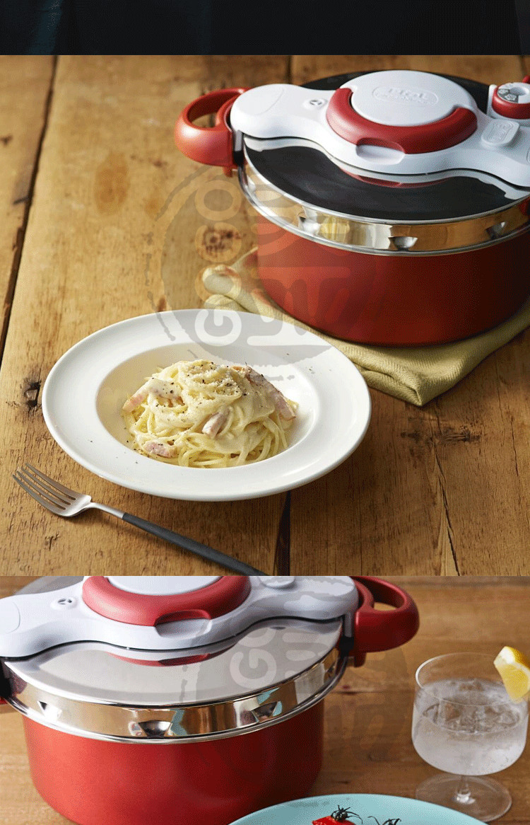 日本tfal特福tefal宝石红色高压锅ih压力锅电磁炉燃气通用烹调锅duo