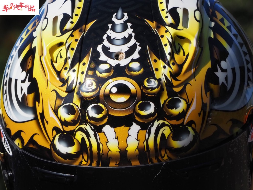 日本进口摩托车头盔7x 特别合作款黑金醒狮 骑行全盔 rx-7x lion gold