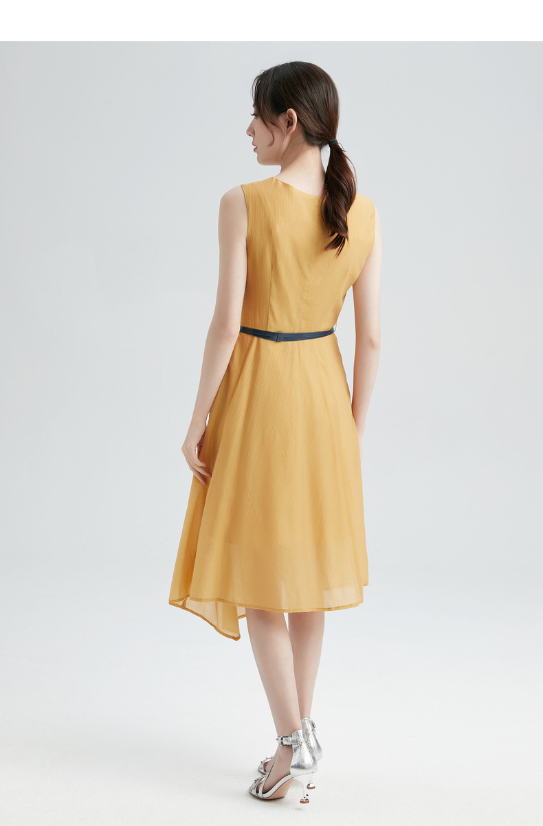 xg雪歌2021夏新款连衣裙女装韩版高腰百搭套头显瘦气质无袖小清新裙子